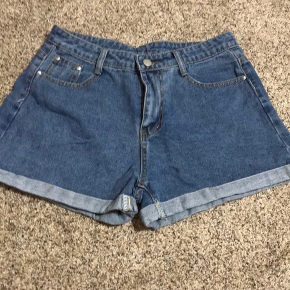 SHEIN Pants - shein High waisted rolled cuff denim shorts